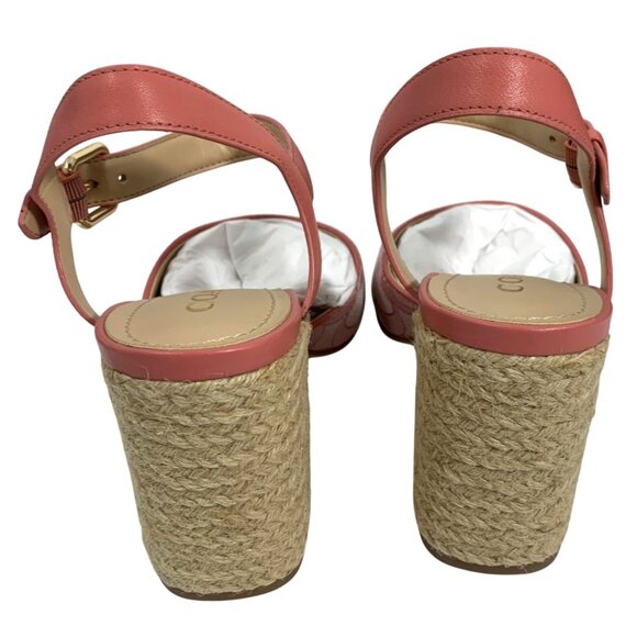 COACH Maddy Pink Signature Strappy Sandal Block Heel Womens SZ 5B C8930 NIB - Picture 4 of 10